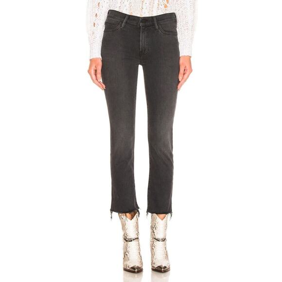 GUC Mother The Rascal Ankle Snippet Jeans 27 Dear Mr. Black Cropped Slim Raw Hem - Picture 1 of 15